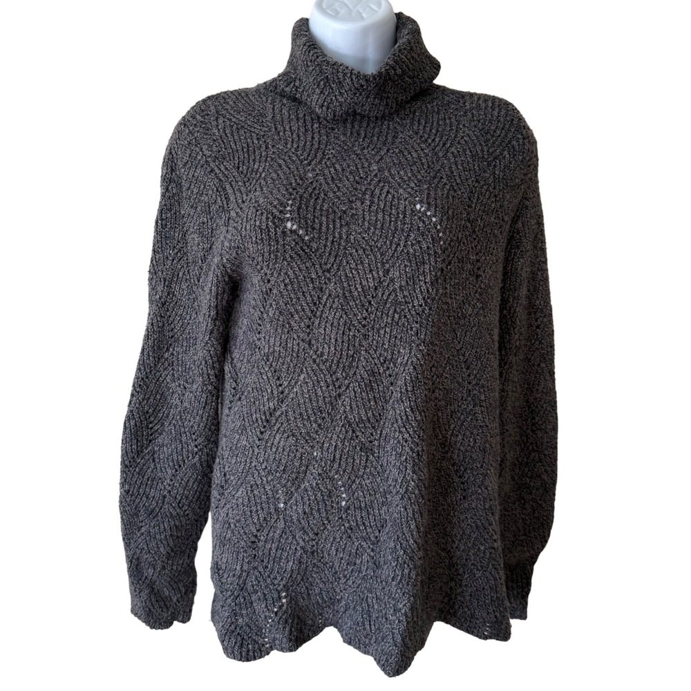 Sundance Gray Knit Turtleneck Sweater Women's Medium‎ Long Sleeve Patterned
